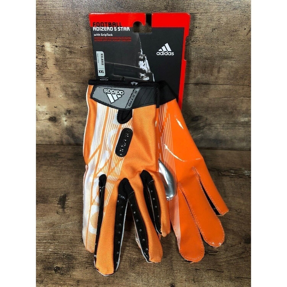 Adidas Adizero 5 Star W/ Grip Tack Orange & Silver Receiver Football Gloves XXL